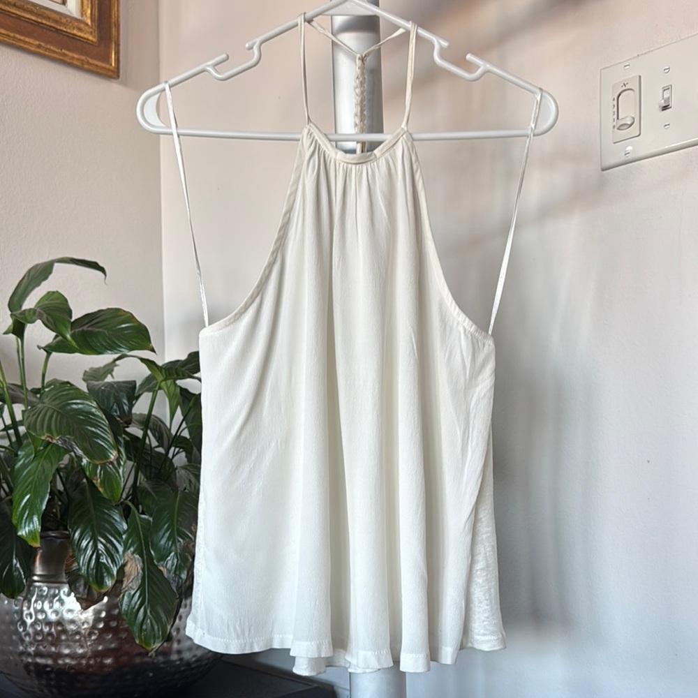 NWT Zara Ivory Linen Viscose Halter Top/Blouse Sz L